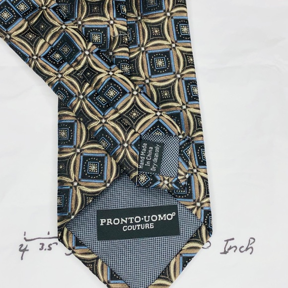 3/$15 Pronto Uomo Couture Designer Silk Pewter Tie - Picture 4 of 9